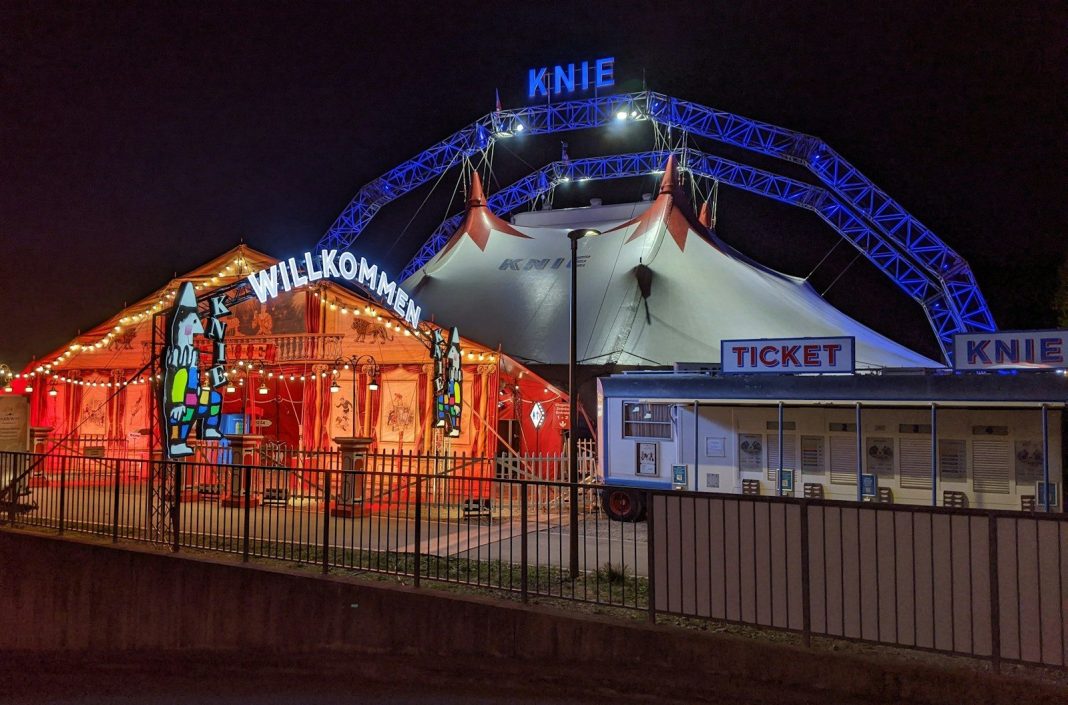 a large roller coaster at night